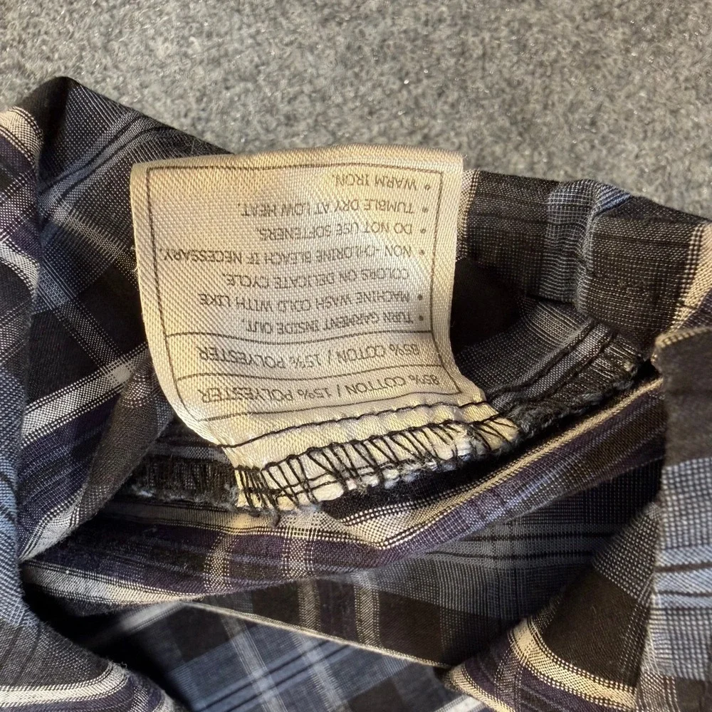 Ariat Pro Series Mens XL Blue Black Plaid Western Long Sleeve Snap Shirt #3228